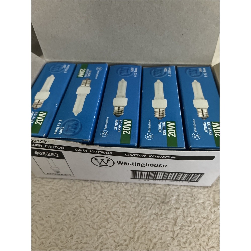 10 Westinghouse Xenon Krypton Light Bulb 20W 120V E12 Candelabra Base Frosted